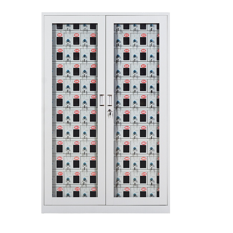 万尊 手机存放柜充电柜 外玻门铁皮储物柜 钢制透明会议室学校手机存放箱多门