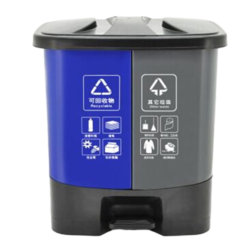 得力垃圾桶学校办公室家用厨房组合分类垃圾桶果皮桶卫生桶20L+20L组合桶SN