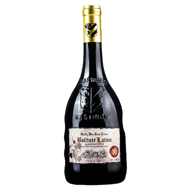 红酒法国进口朗格多克法定产区13度AOP干红葡萄酒重型雕花手握瓶750ml*2支送海马刀礼盒2016珍藏法国红酒