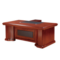 家具办公桌大班台 办公电脑桌带侧柜 2.4米油漆实木贴皮办公桌班桌 油漆办公桌