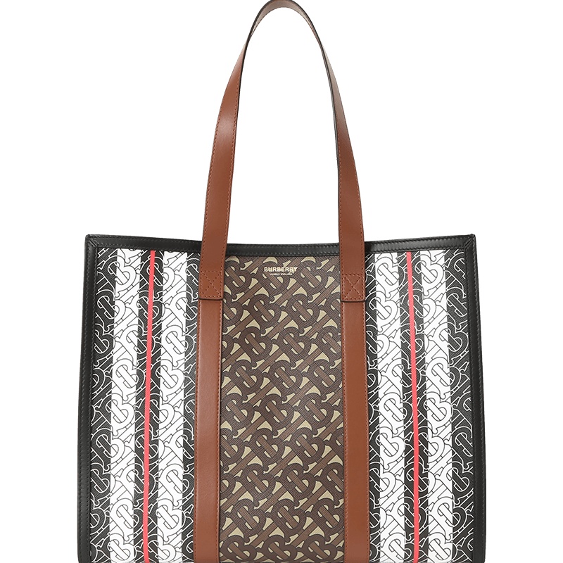 预售BURBERRY TB LOGO TB专属标识 条纹相拼 单肩包托特包8019383