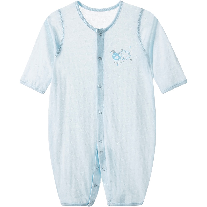 哈贝比（happyB）婴儿衣服婴儿连体衣无骨 新生儿爬服春夏长袖 男女宝宝薄款提花空调服