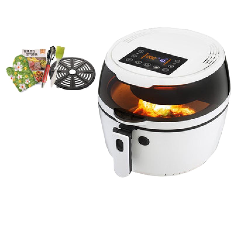 德国六代空气炸锅家用多功能无油全自动智能薯条机电炸锅大容量 白色8L智能翻炒可视液晶款+礼包国标九盾