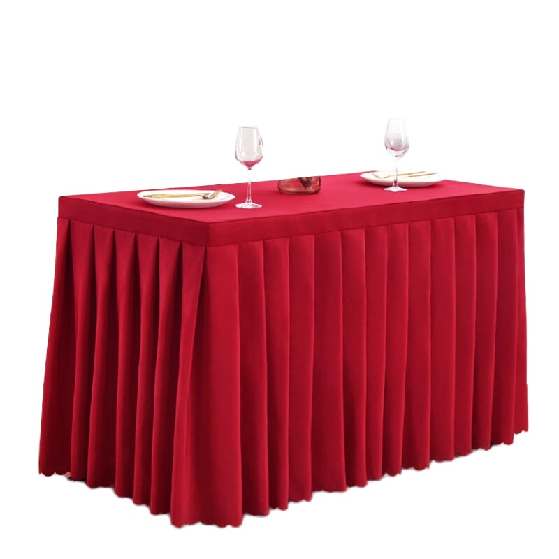 大红色桌布长方形台布 120×60×75CM 酒店办公展会活动长条桌方桌裙套 (一块装)