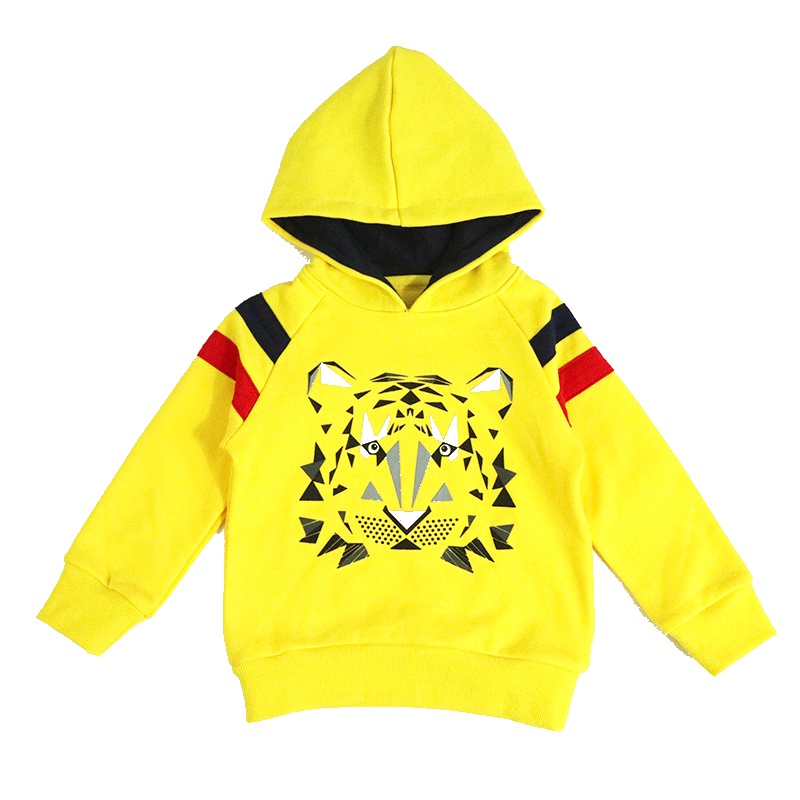 安笛贝乐童装男童卫衣春季新款纯棉毛圈中小童黄色连帽上衣灰色带帽套头童装外套秋90-130cm