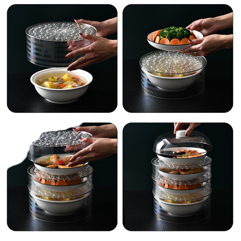 敬平(JING PING)饭菜罩家用食物罩保温防尘防蚊蝇虫罩餐桌厨房剩菜加厚多层盖菜罩 1盖+1高罩饭罩