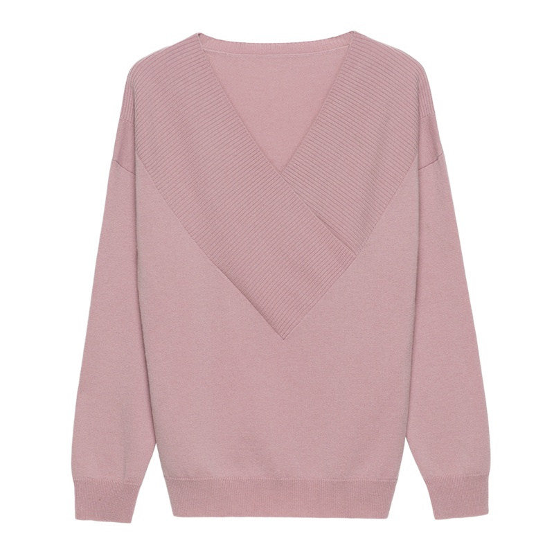 恒源祥女士羊毛衫秋冬款套头打底衫V领针织衫宽松毛衣