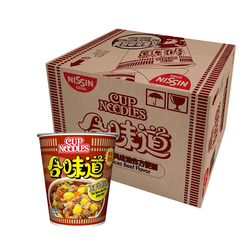 中国香港Cup Noodles合味道杯面 方便面 五香牛肉味75g*24/箱 方便速食杯面泡面开杯乐