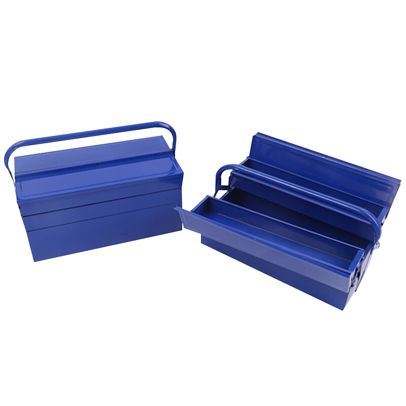 海斯迪克 HKW-30 新款加厚铁皮双层工具箱 大号铁双层400*200*150 多功能手提折叠电工维修工具箱