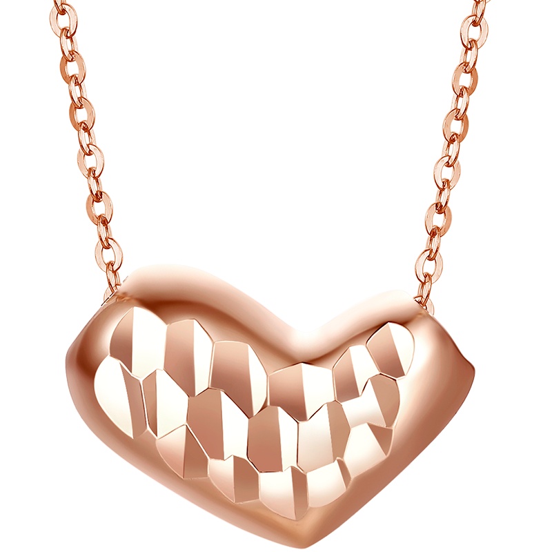 周大生彩金项链女心形套链——心语 新款玫瑰金锁骨链18K彩金吊坠官方正品饰品 女士珠宝首饰