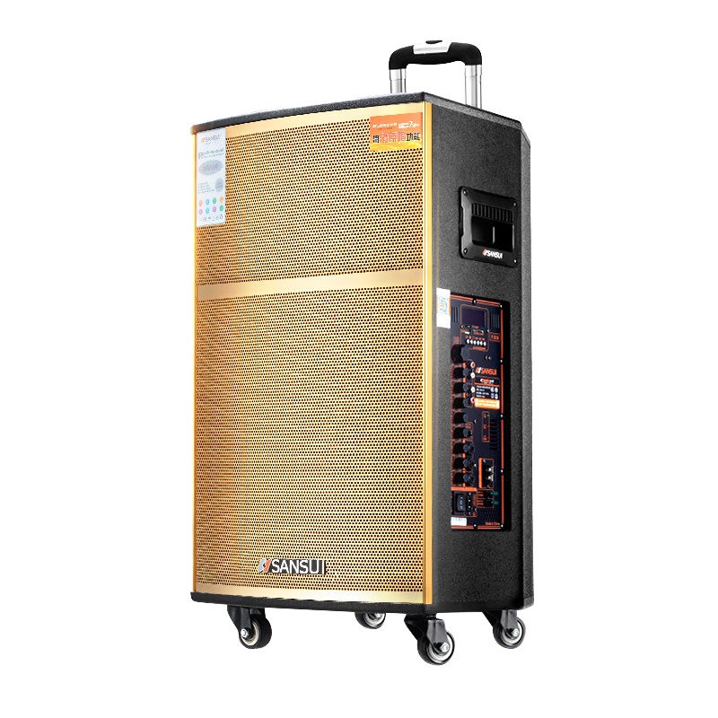 Sansui/山水 SA4-08 广场舞音响户外移动拉杆音响三分频大功率重低音炮户外K歌便携音箱 蓝牙音箱配双无线麦克风