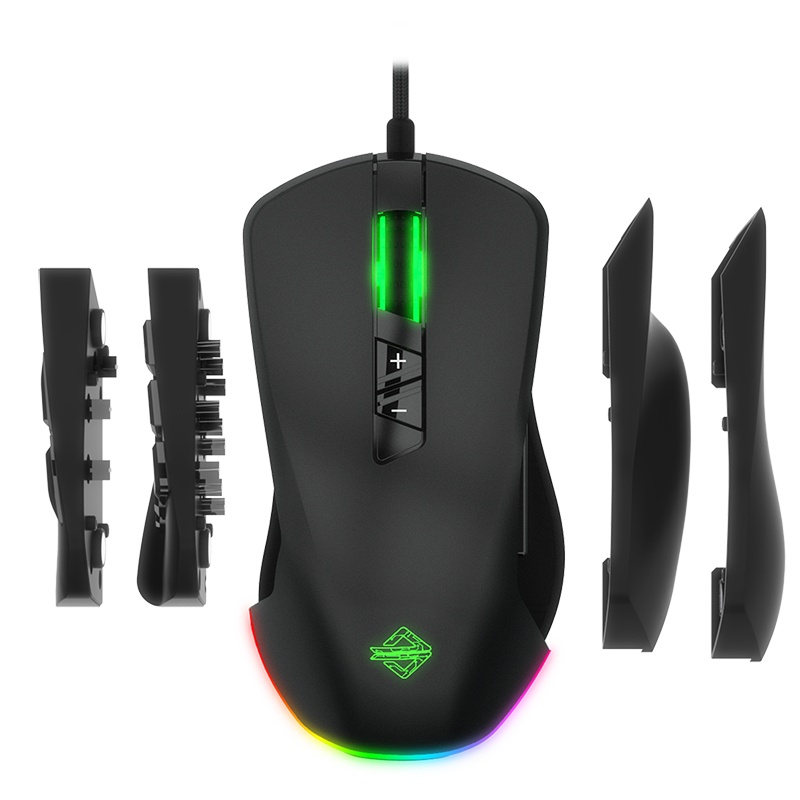 黑爵(AJAZZ)GTI鼠标 有线鼠标 游戏鼠标 MMORPG鼠标 吃鸡鼠标 模块可编程 压枪宏 魔兽世界9键 黑色