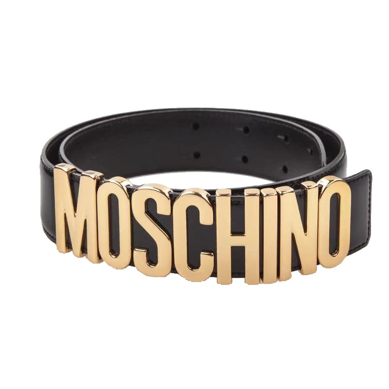 香港直邮 MOSCHINO莫斯奇诺 金色字母徽标小牛皮休闲皮带腰带女士