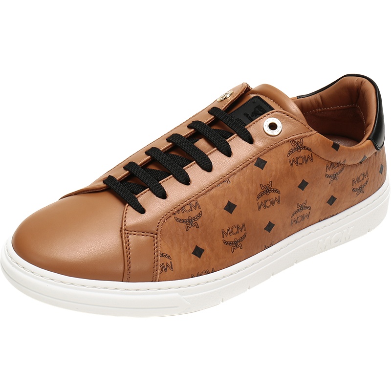 MCM 男士 LOGO图案PU配皮系带休闲运动鞋板鞋 MEXAAMM11