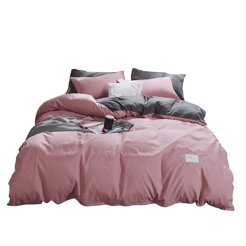 雅鹿自由自在 日系磨毛亲肤四件套纯色简约款床上套件