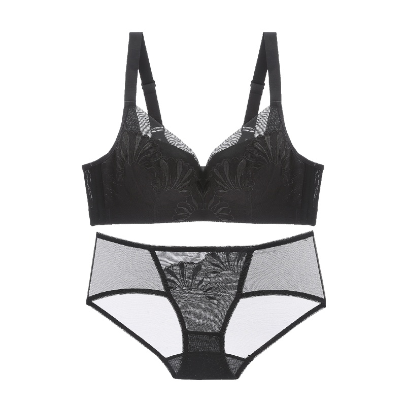 都市丽人蕾丝刺绣薄杯胸罩内衣上托收副乳软钢圈聚拢文胸套装DB8606