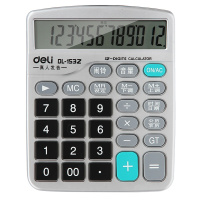 得力(deli)1532语音计算器商务办公经济型12位数真人语音计算机支持闹钟日历会计财务专用桌面型计算器