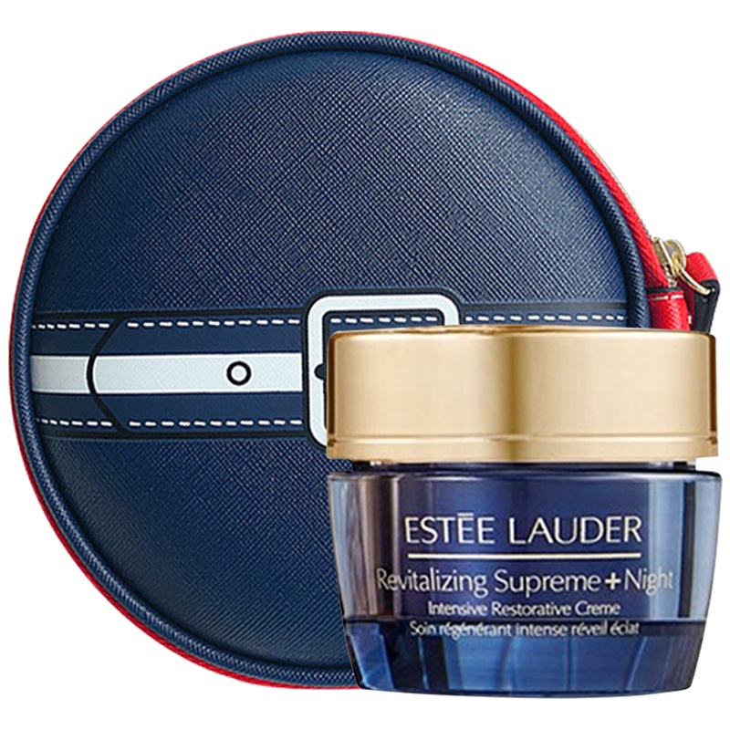 雅诗兰黛(Estee Lauder)多效晚霜15ml+雅诗兰黛春季海军蓝红色圆形手提包