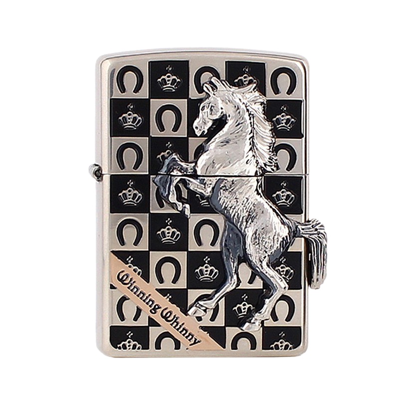 美国ZIPPO打火机 芝宝 镀金熏黑雕刻贴章胜利的嘶鸣 骏马奔腾 马到成功 男士礼品