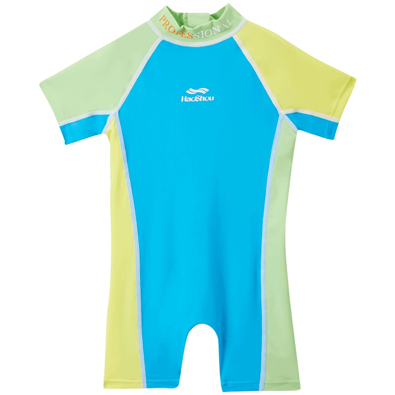 号手儿童游泳衣女孩连体平角裤防晒冲浪潜水服中大童男童7岁泳装
