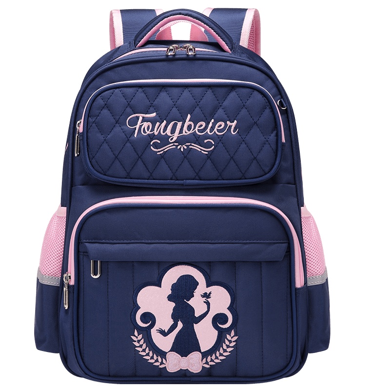 第九城（V.NINE） 小学生书包女孩公主图案防刮耐磨双肩包大容量3D背垫荧光警示儿童背包