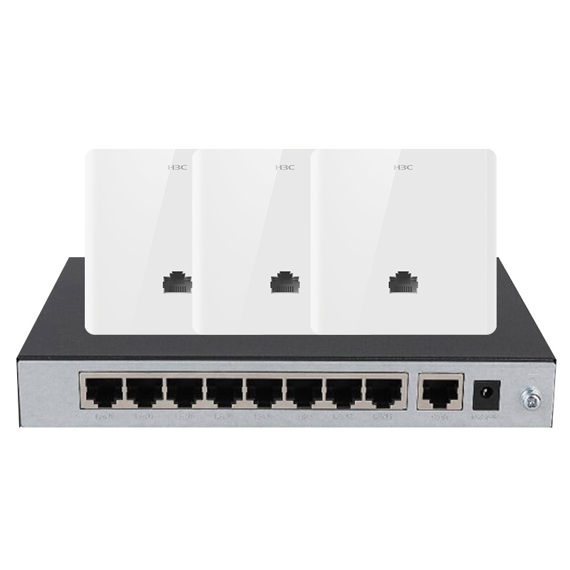 华三(H3C)H200+BA1200L*3 千兆口 86型嵌入式面板AP POE供电别墅家用 无线WiFi覆盖路由器