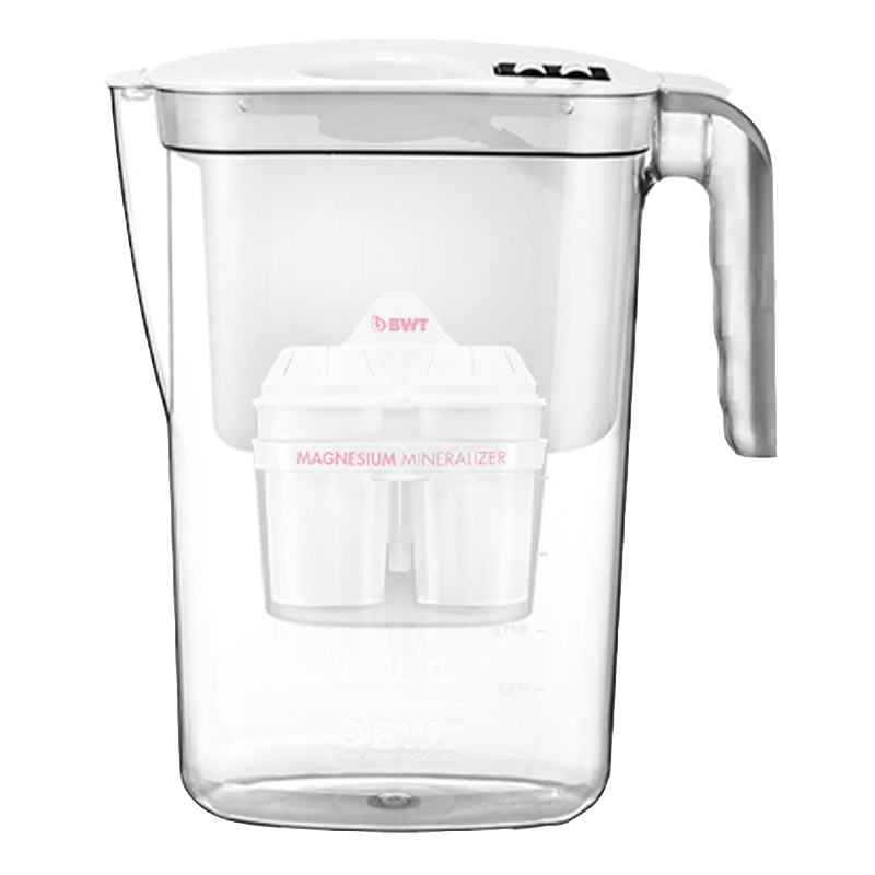 [德国进口]倍世(BWT)Vida手动2.6L 镁离子家用办公室 台上式滤水壶净水器 饮水机净水机过滤 1壶1滤芯 白色