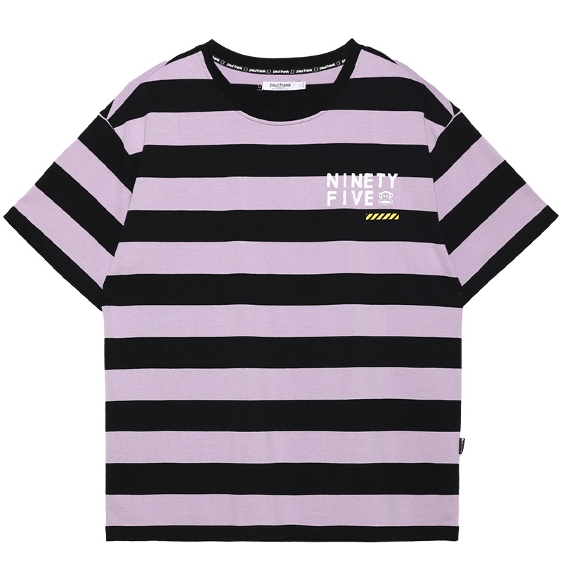 Paul Frank/大嘴猴 夏季圆领短袖T恤情侣款简约韩版经典条纹 PFCTE212484U