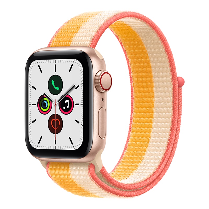 MKQY3CH/A Apple Watch SE 40毫米 GPS+蜂窝版 金色铝金属表壳黍米色配白色回环式运动表带