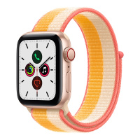 MKQY3CH/A Apple Watch SE 40毫米 GPS+蜂窝版 金色铝金属表壳黍米色配白色回环式运动表带