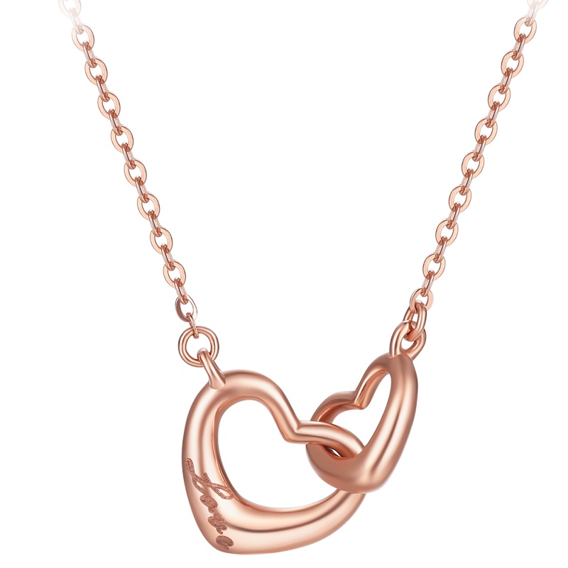 周大生 18K金定价黄金首饰套装 彩k金项链女送恋人爱心套链新款玫瑰金锁骨链官方正品饰品 女士珠宝首饰