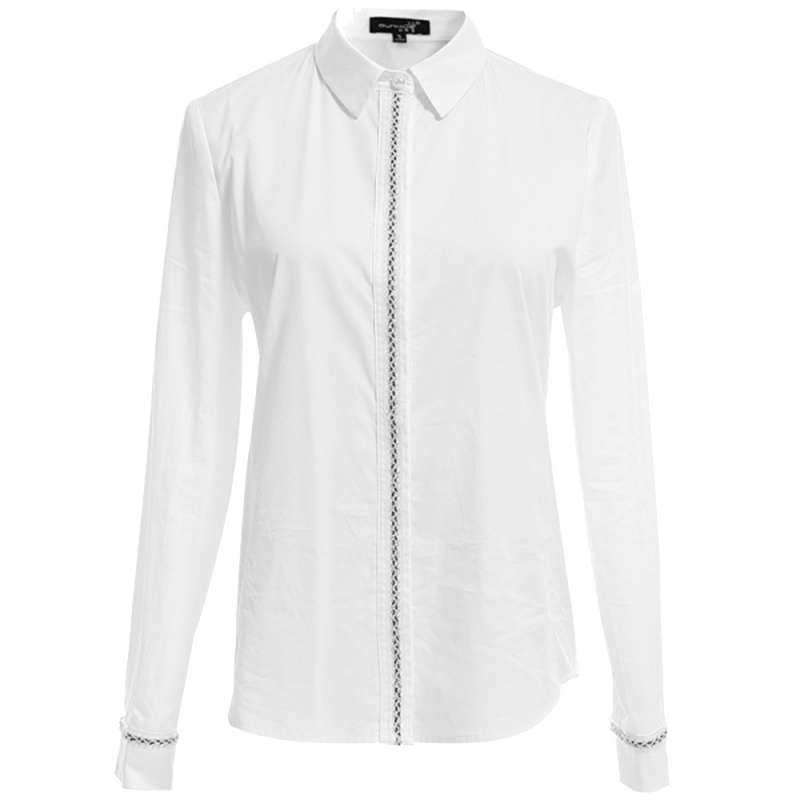 欧昵雪OL职业长袖纯棉白衬衫上衣女显瘦打底衬衣