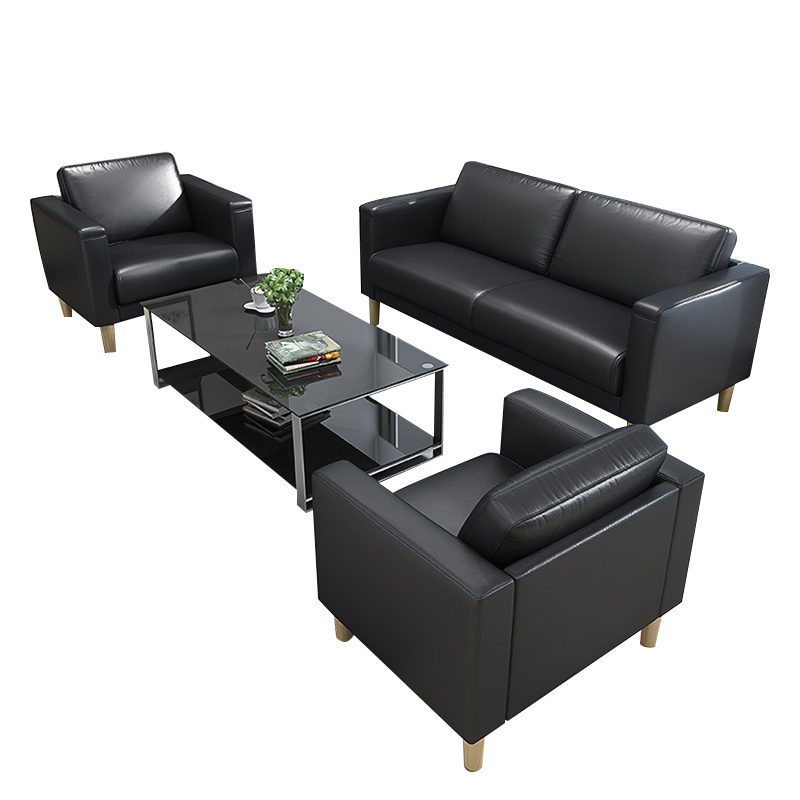 富和美(BNF)办公家具 框架木质沙发(含2人位+3人位+方茶几+长茶几) 胡桃色扶手