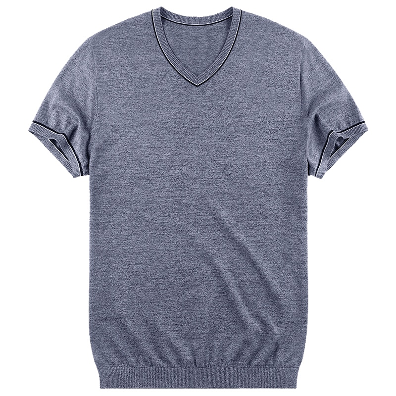 布先生新款针织短袖T恤 纯棉简约V领上衣男士夏季 AT10578