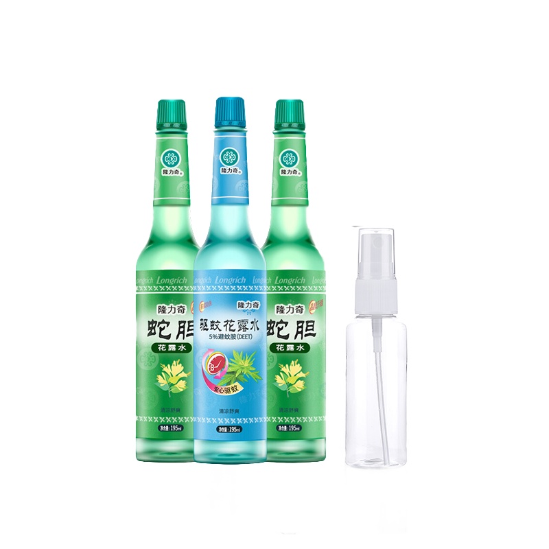 隆力奇195ml*3瓶花露水止痒清凉老式香水持久清新玻璃瓶大瓶驱蚊