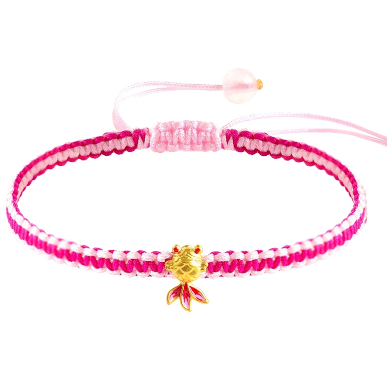 佐喜佑福 3D硬金本命年红绳手链抖音同款波妞金鱼送女友七夕礼物金重约1g以内 ZXNLYFC103e