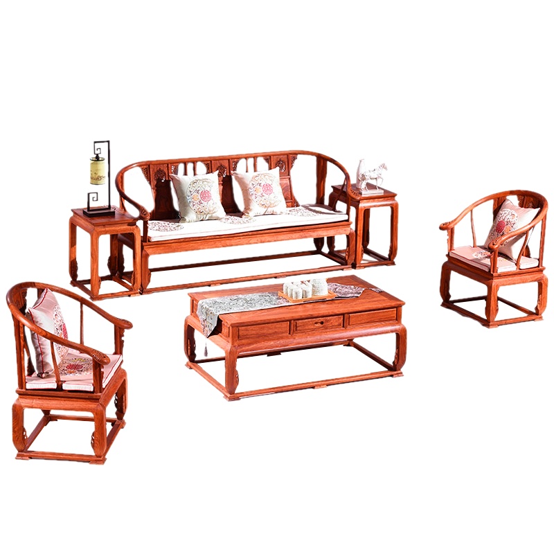周家庄红木沙发非洲花梨木沙发别墅沙发 实木沙发 新中式客厅家具沙发组合皇宫椅沙发
