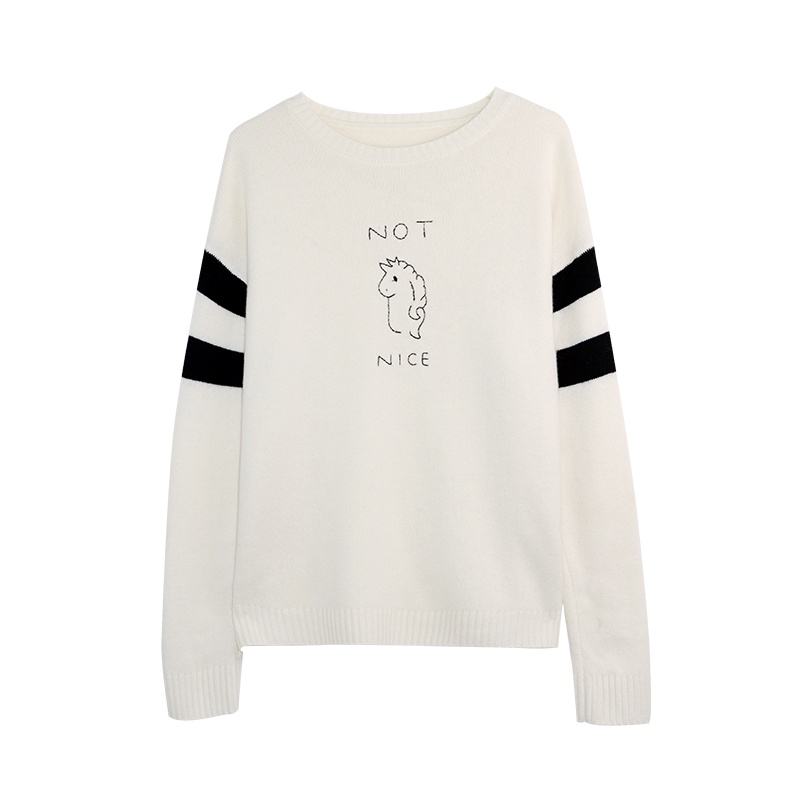 金菊秋冬新款毛衣独角兽圆领100%羊毛衫女