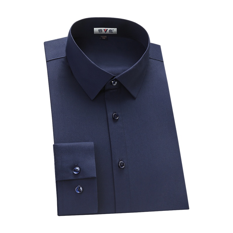 雅鹿男装衬衫男竹浆纤维垂顺质感免烫抗皱男士正装长袖衬衫218250189