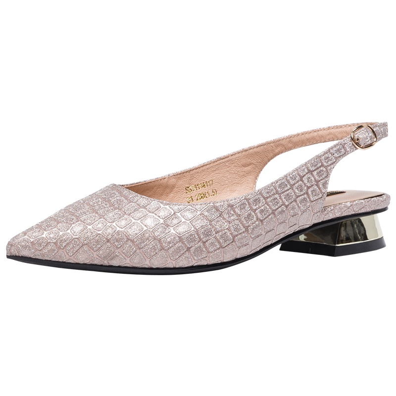 St&Sat/星期六凉鞋优雅低跟方跟后空女鞋包头SS11114117