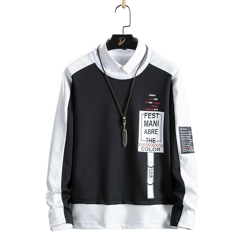 俞兆林(YUZHAOLIN)圆领卫衣男潮春秋装宽松ins潮流嘻哈学生男士外套上衣