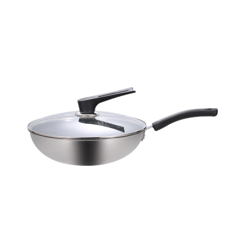 乐扣乐扣不粘锅炒锅家用304不锈钢蜂窝炒锅燃气灶适用电磁炉