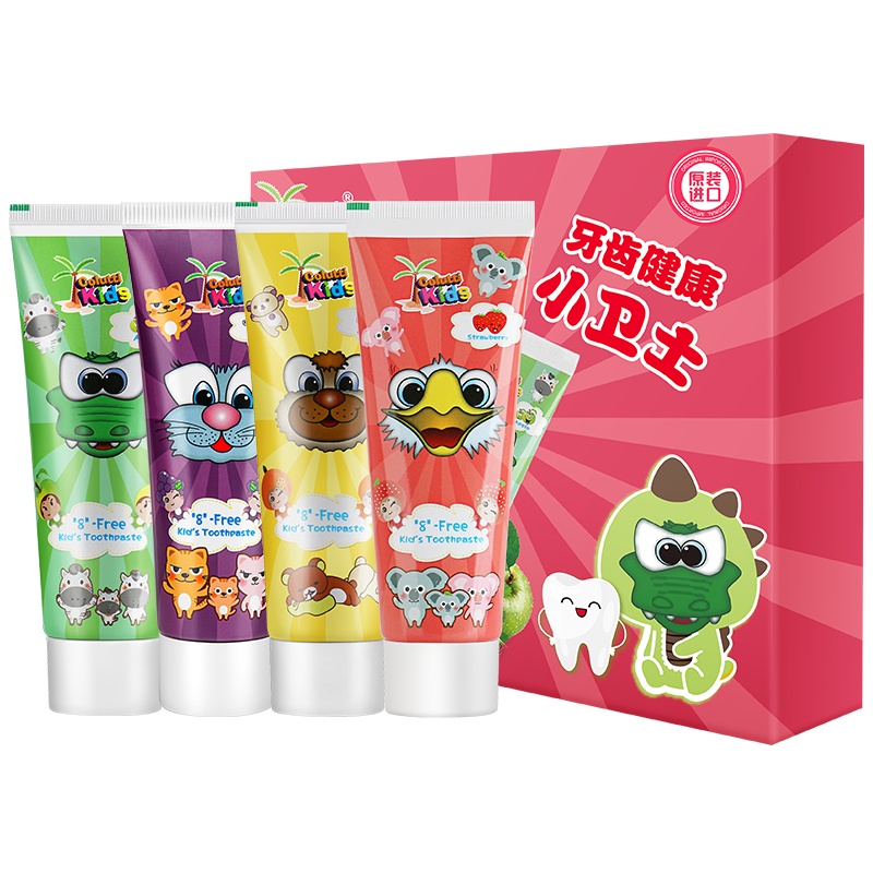德露宝 儿童牙膏2-3-6-12岁可吞咽无氟 韩国进口 婴儿换牙期 宝宝牙膏
