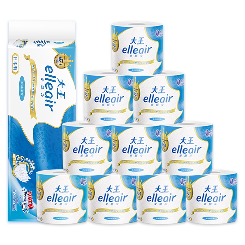 大王爱璐儿Elleair 卷筒卫生纸卷纸柔韧吸水立体压花10卷冲水即溶
