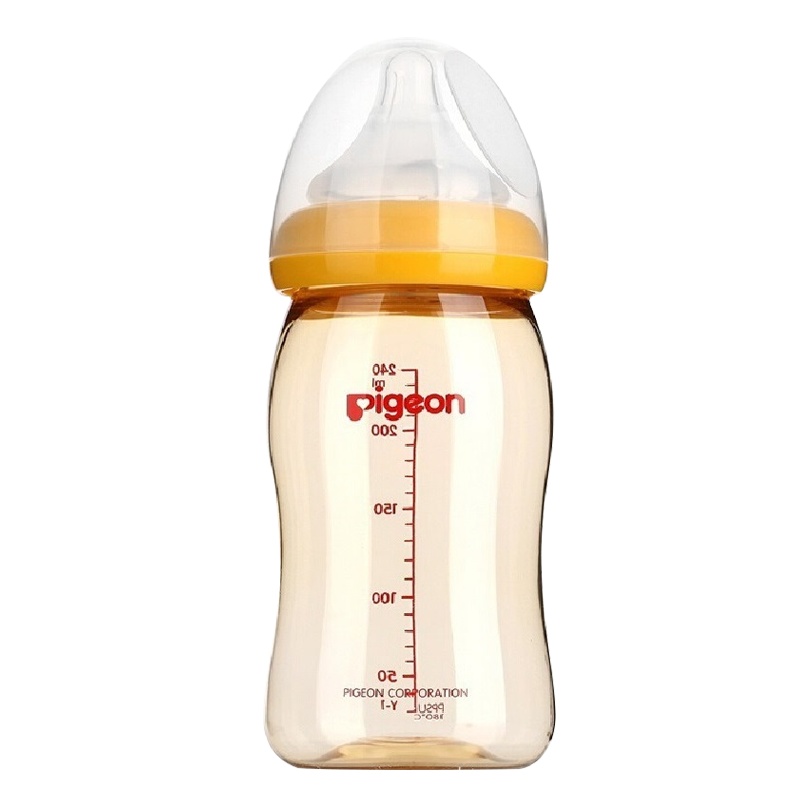 贝亲旗舰店 PPSU塑料奶瓶宽口径奶瓶 AA94 黄色240ml 6-9月L号奶嘴送手柄吸管组合