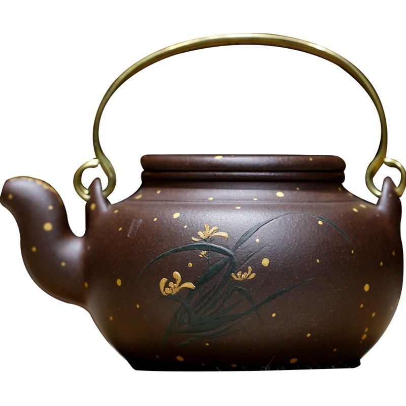 询价 宜兴紫砂壶助工施昌纯全手工泡茶壶茶具原矿黑心土蛋包提梁 提梁壶 泥绘王子 施昌