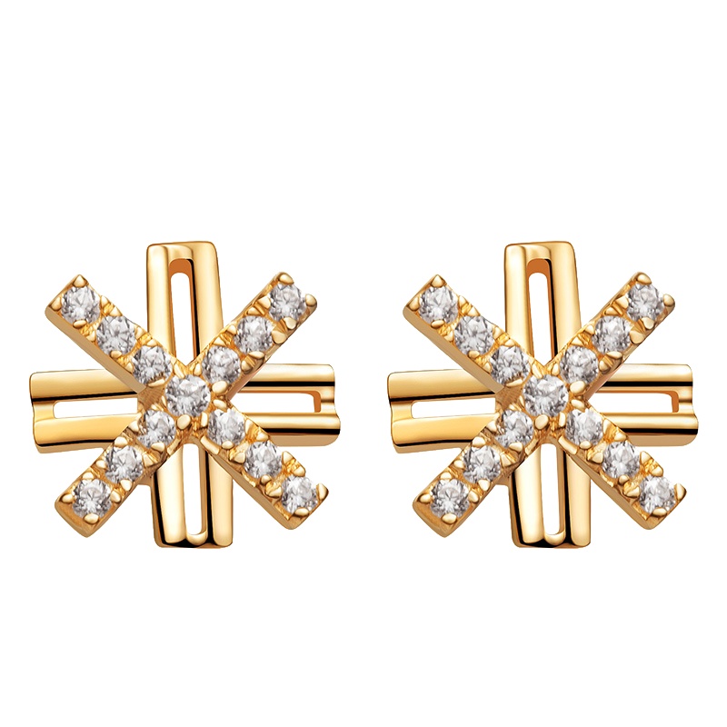 MYFD 18K金耳钉耳环女款清新简约系列十字扣耳饰 凤凰于飞耳饰送女友 MYE18321AU