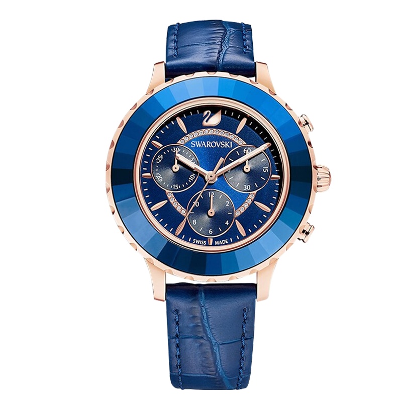 施华洛世奇(SWAROVSKI)手表绿水鬼系列皮带三眼计时多功能欧美表新款女士腕表