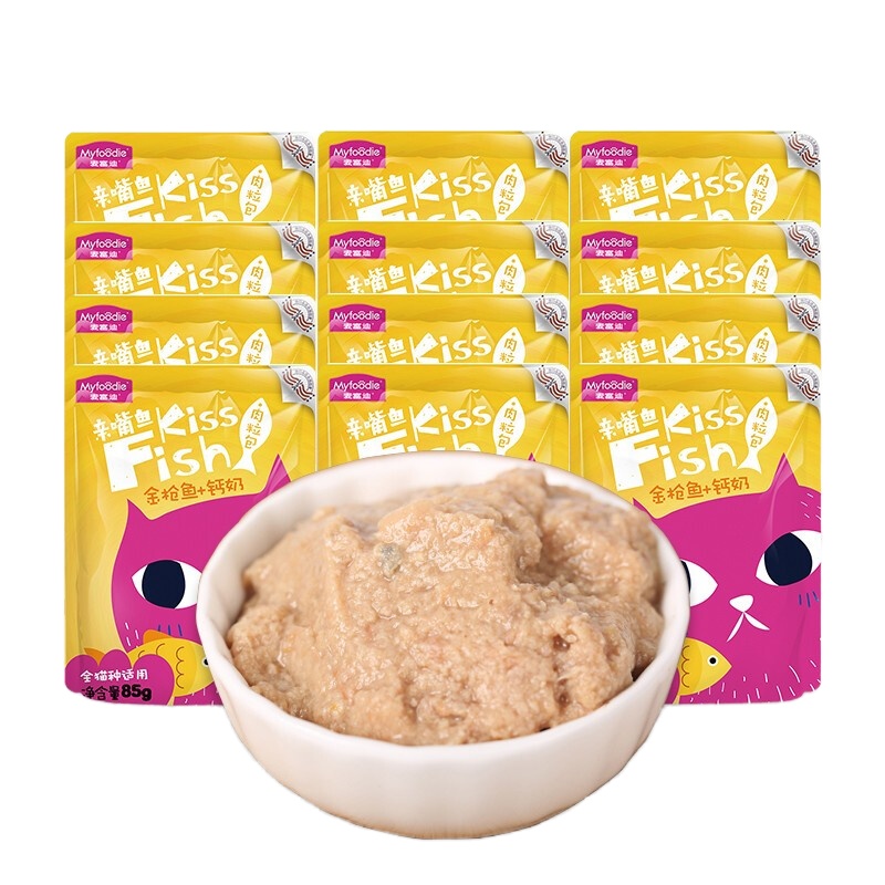 麦富迪亲嘴鱼肉粒包金枪鱼+钙奶85g猫湿粮妙鲜包