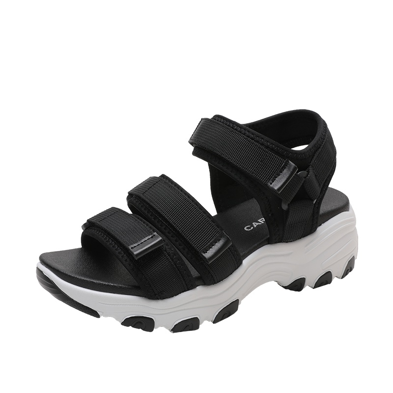 卡帝乐鳄鱼CARTELO19夏季款女鞋增高休闲单鞋个性化魔术贴低跟运动女士凉鞋